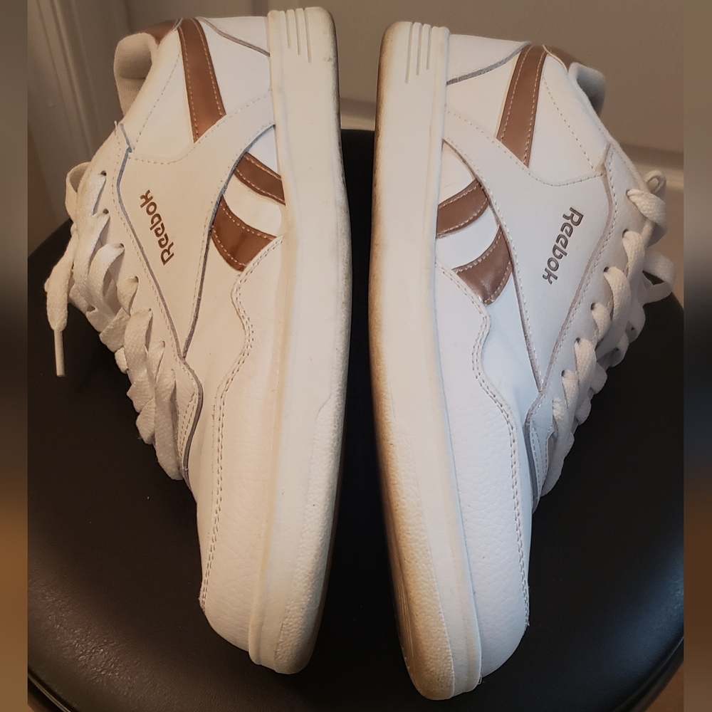 EUC white & rose gold/blush tone Reebok court W (sz 10) - Picture 3 of 8